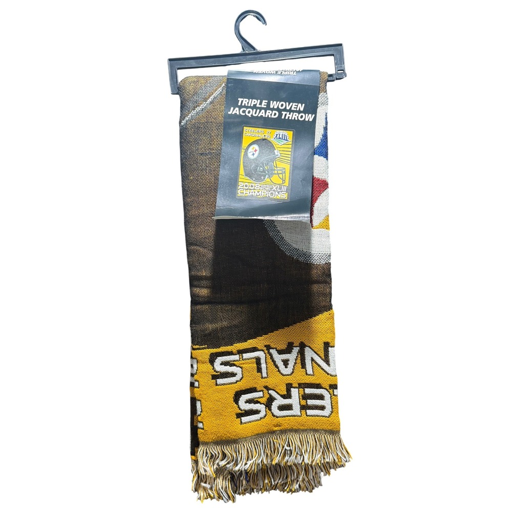 Pittsburgh Steelers 2008 Super Bowl XLIII Champions Jacquard Throw Blanket 46x60